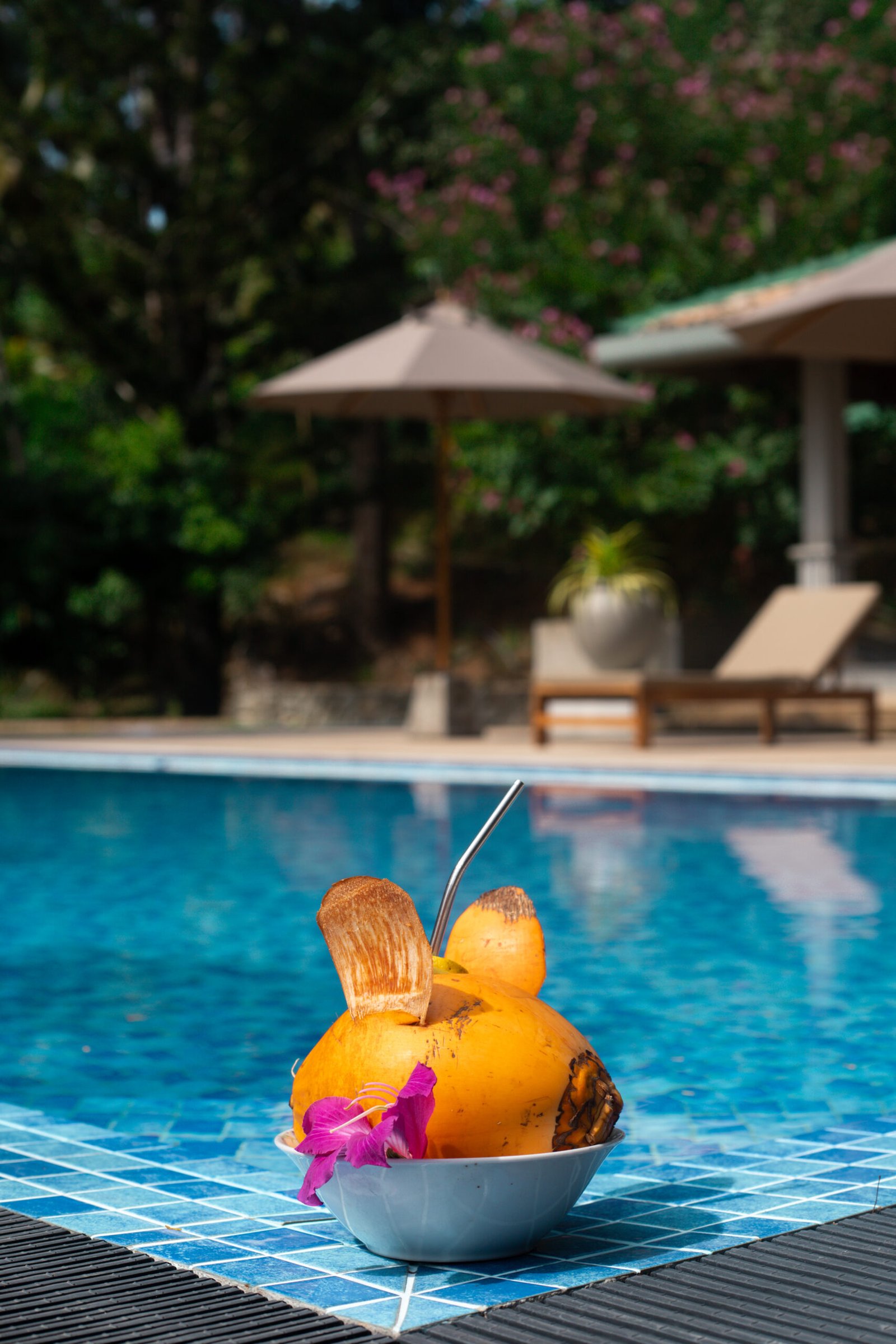 A pool with coconut